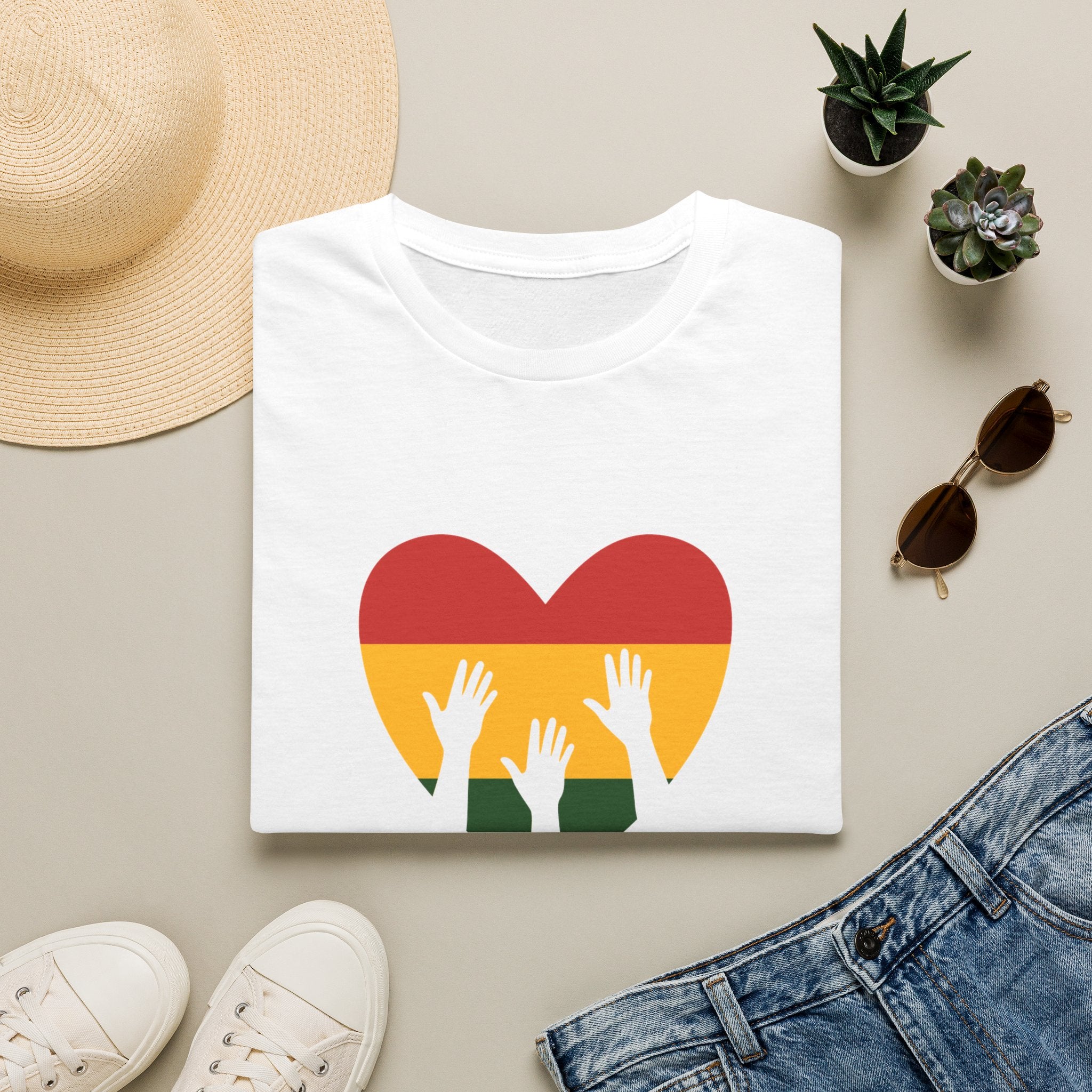 Juneteenth 1865 Heart Tee — Raised Hands Celebration T-Shirt