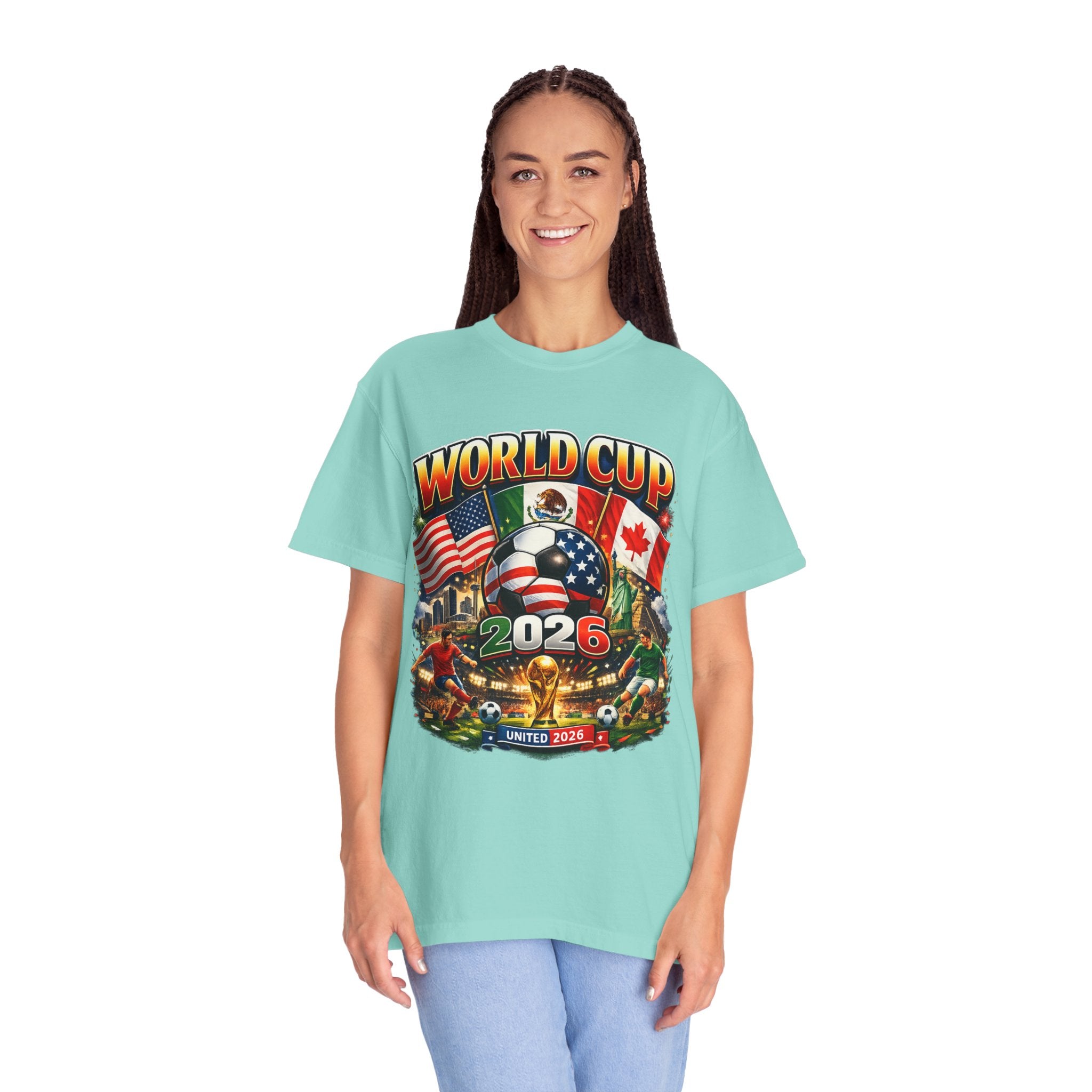 World Cup 2026 Fan T-Shirt — USA, Canada & Mexico Flags Soccer Tee