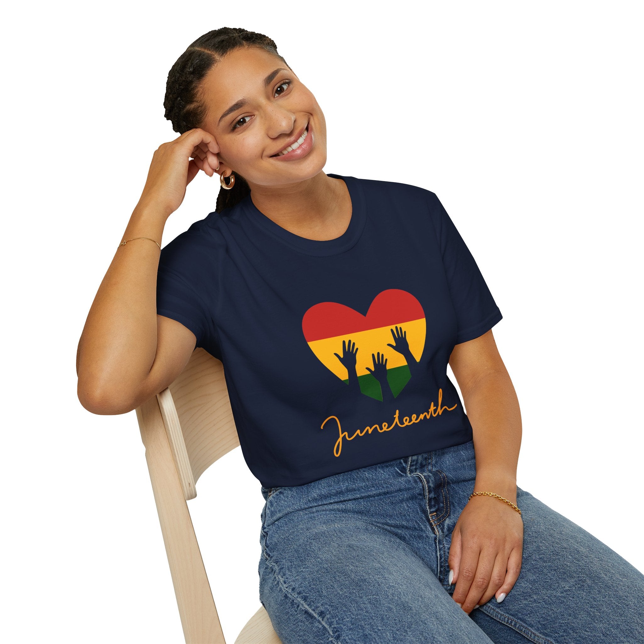 Juneteenth 1865 Heart Tee — Raised Hands Celebration T-Shirt