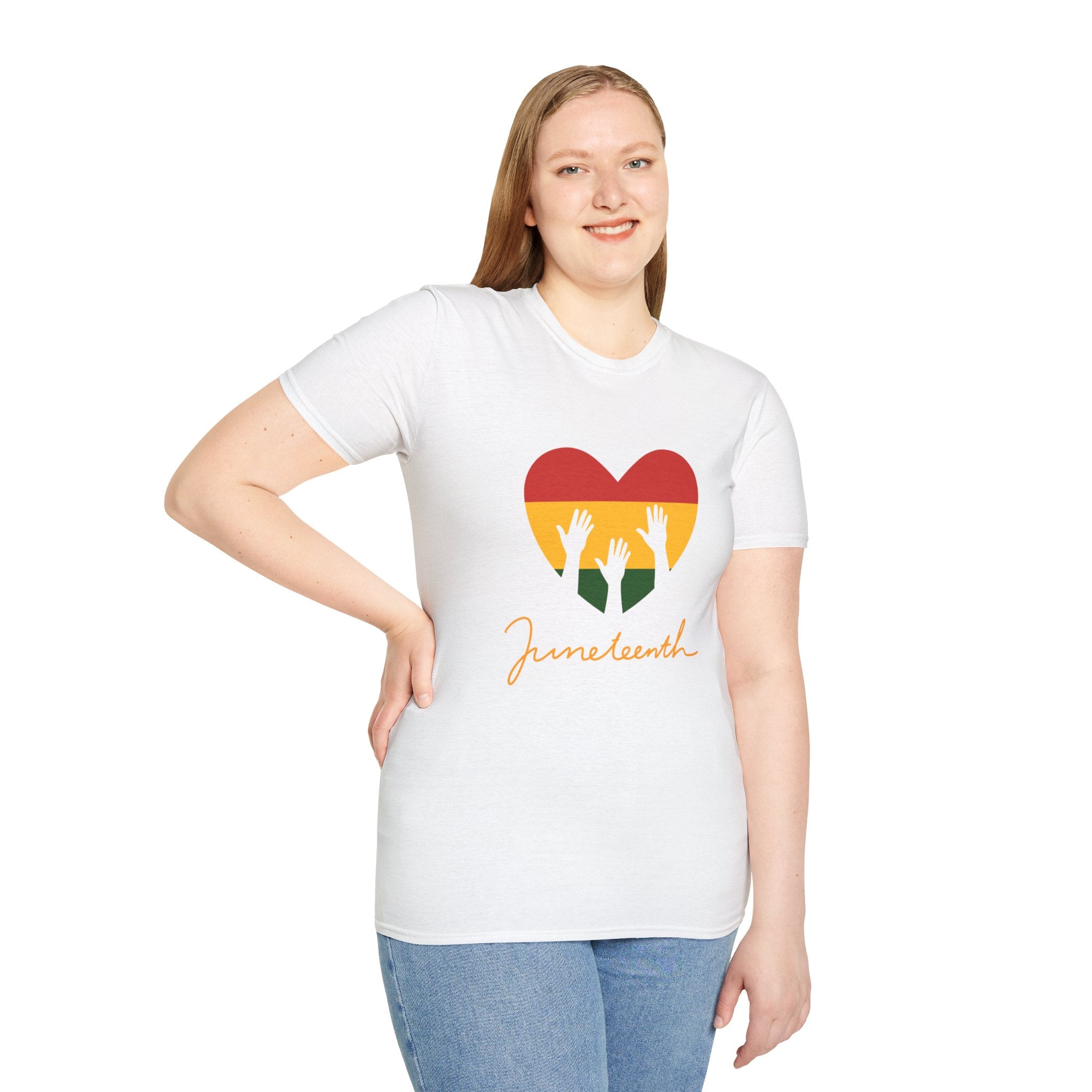 Juneteenth 1865 Heart Tee — Raised Hands Celebration T-Shirt