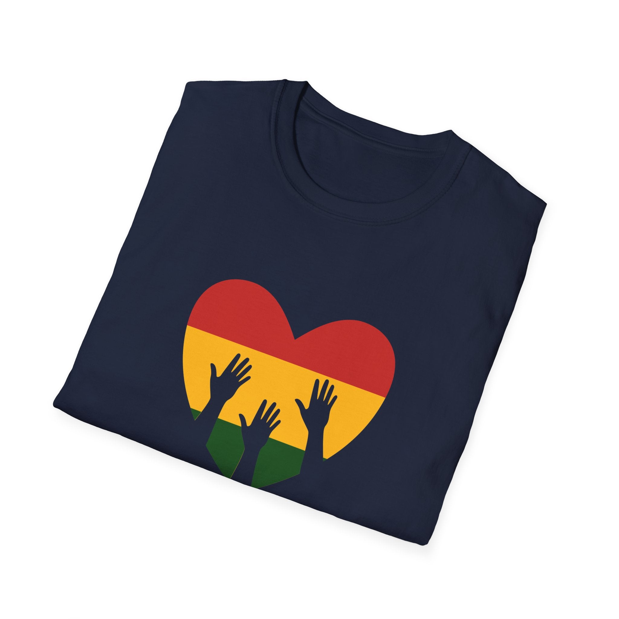Juneteenth 1865 Heart Tee — Raised Hands Celebration T-Shirt