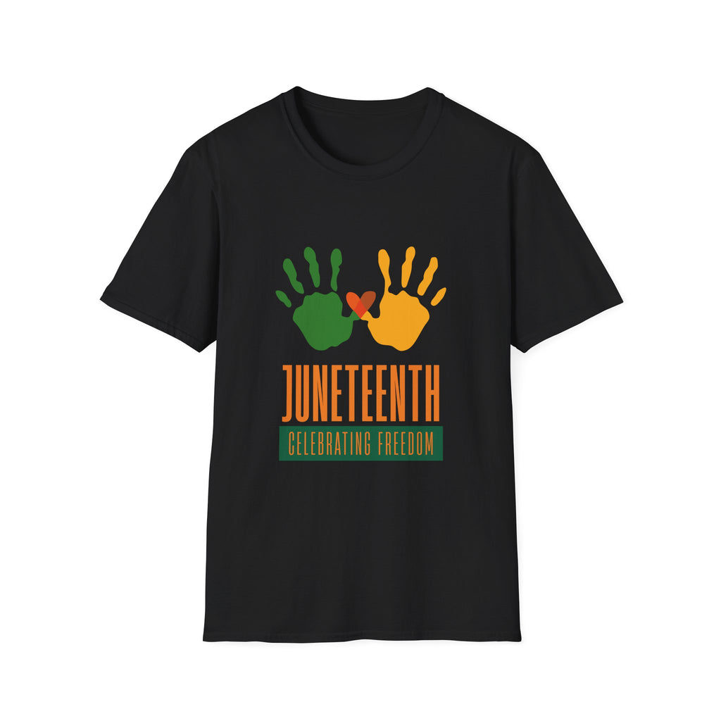 Juneteenth Poster T-Shirt — Green Orange White Modern Design
