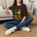 Juneteenth Poster T-Shirt — Green Orange White Modern Design