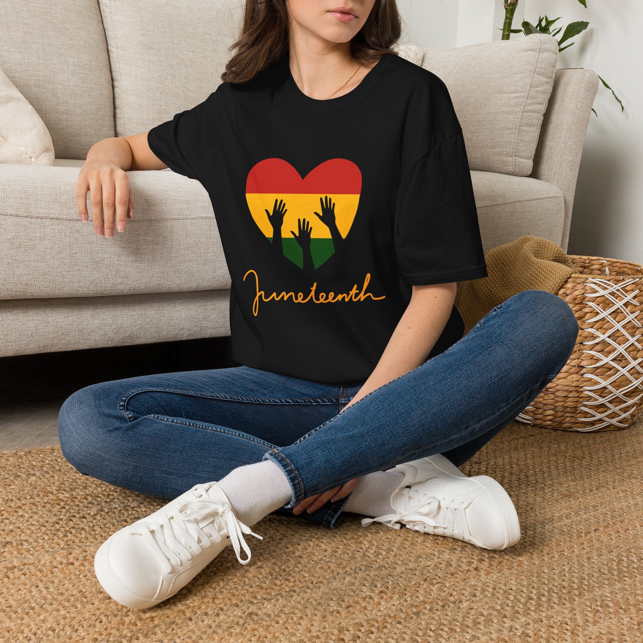 Juneteenth 1865 Heart Tee — Raised Hands Celebration T-Shirt
