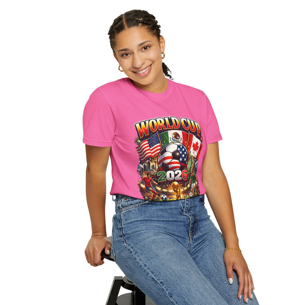 World Cup 2026 Fan T-Shirt — USA, Canada & Mexico Flags Soccer Tee