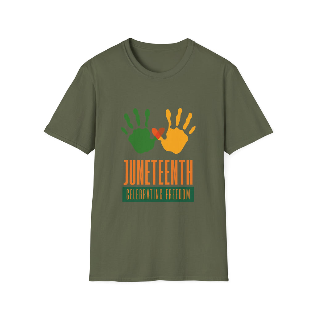 Juneteenth Poster T-Shirt — Green Orange White Modern Design