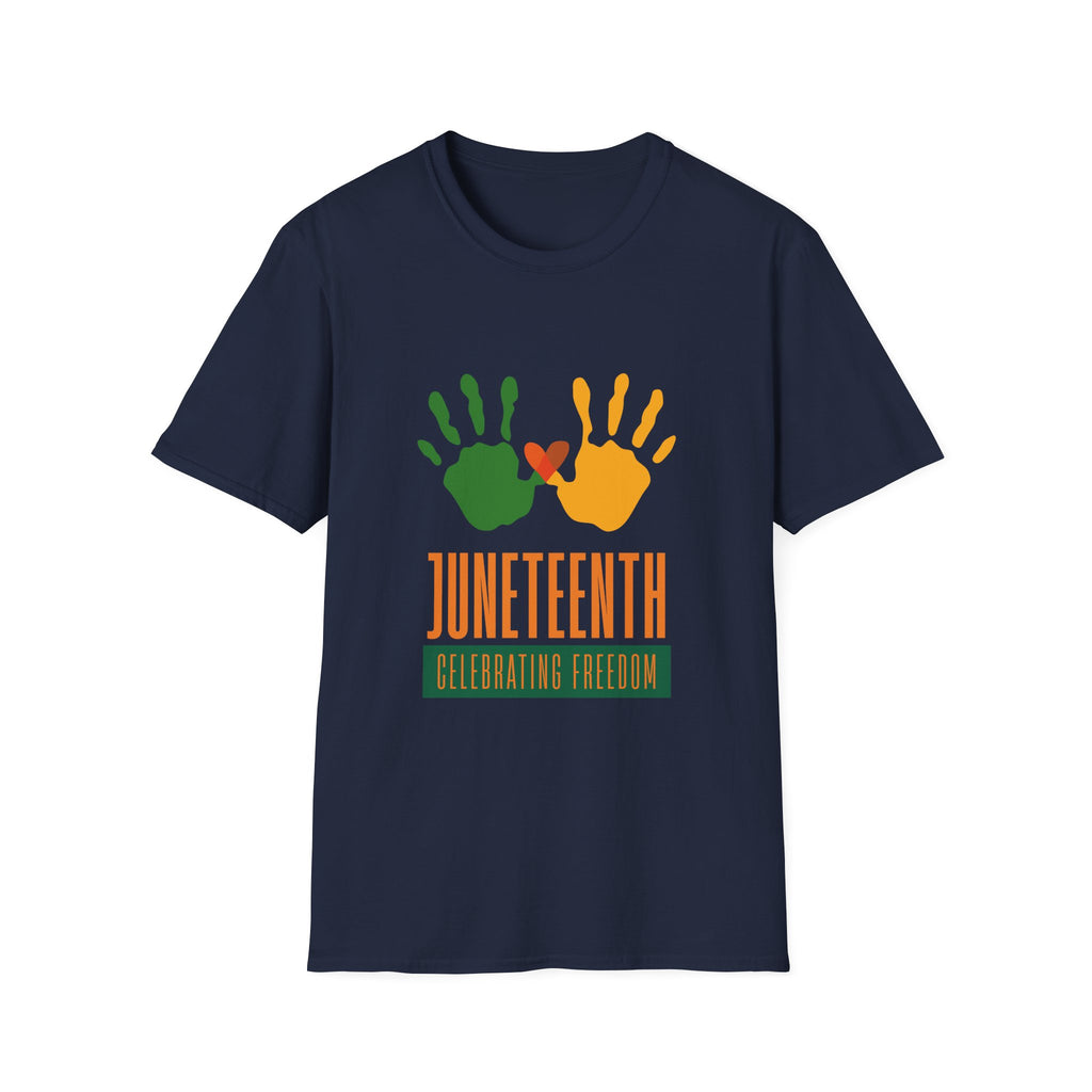 Juneteenth Poster T-Shirt — Green Orange White Modern Design