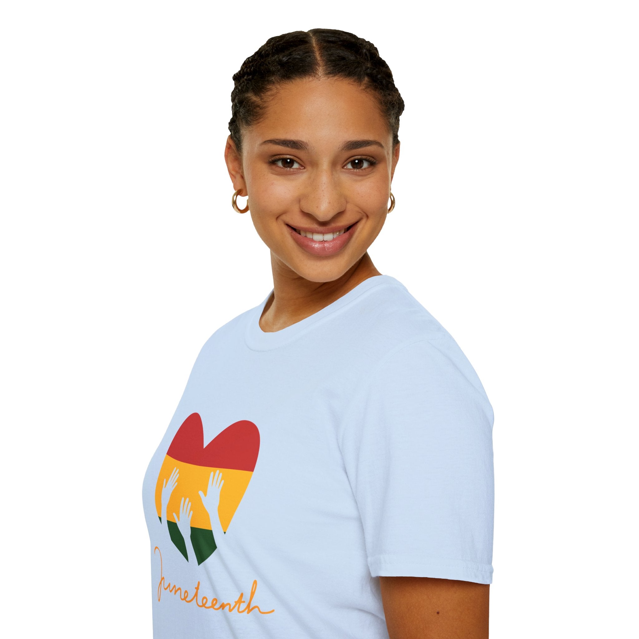 Juneteenth 1865 Heart Tee — Raised Hands Celebration T-Shirt
