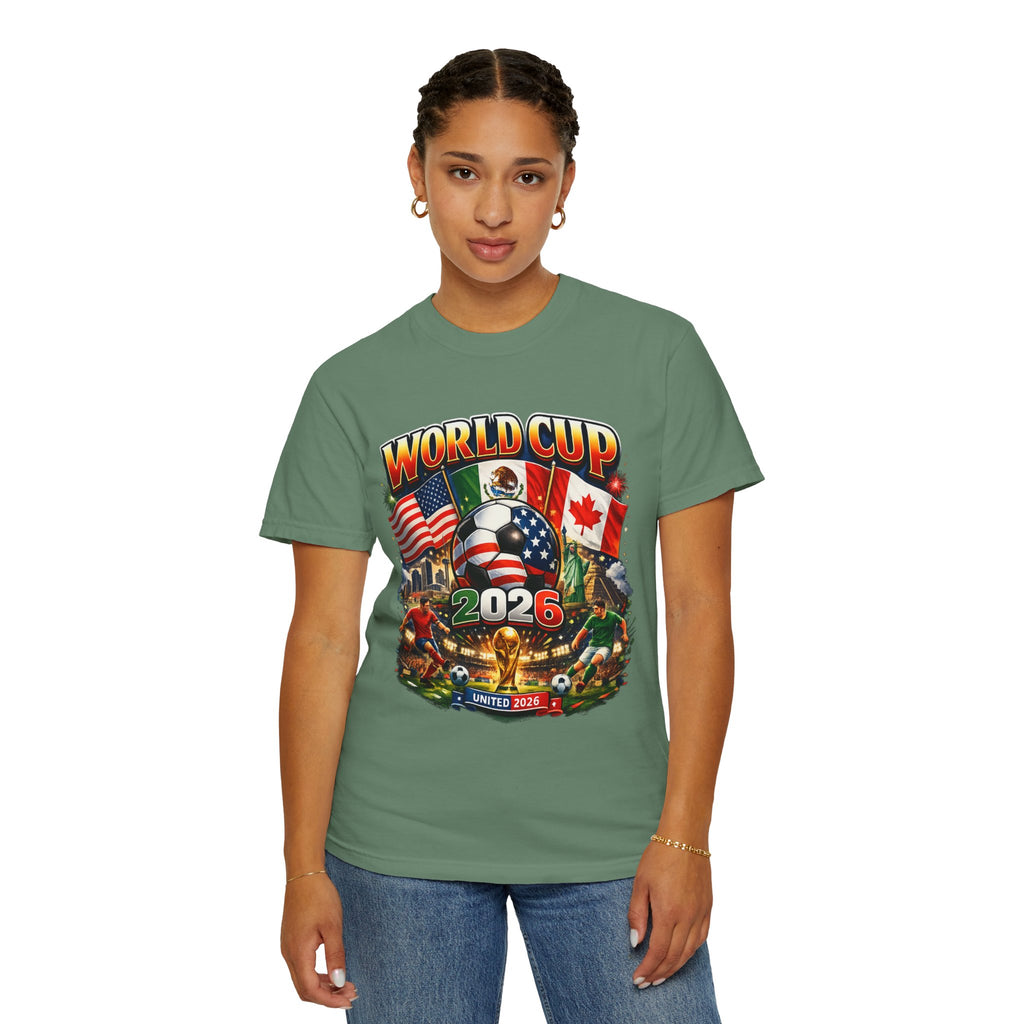 World Cup 2026 Fan T-Shirt — USA, Canada & Mexico Flags Soccer Tee